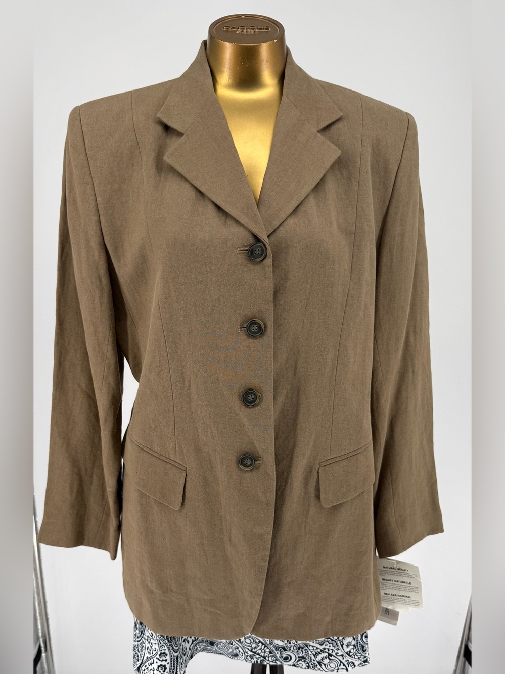 NWT Evan Picone 100% Linen Taupe Women's Blazer Size 14